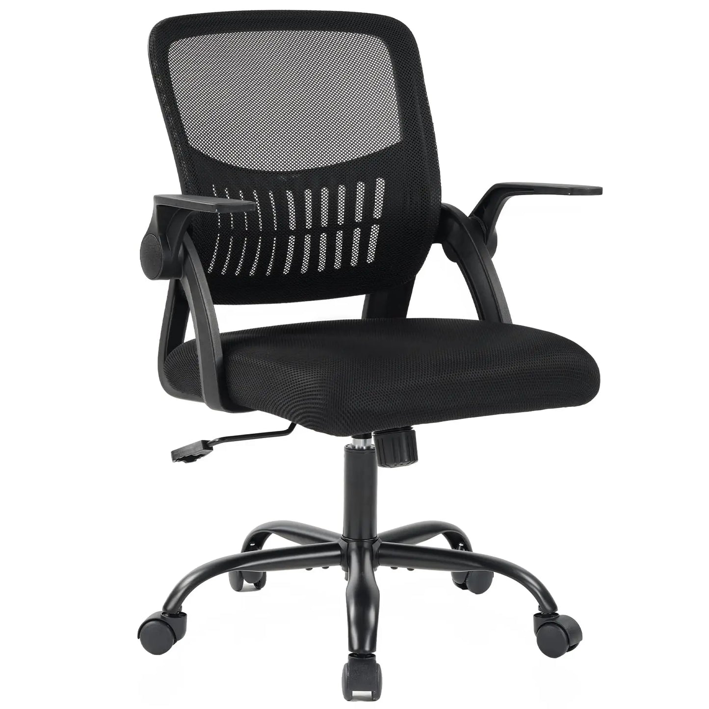 JHK Home Office Computer Chair Ergonomic Mid Back Desk with Lumbar Support 360° Swivel Height Adjustable with Flip-up Armrest
