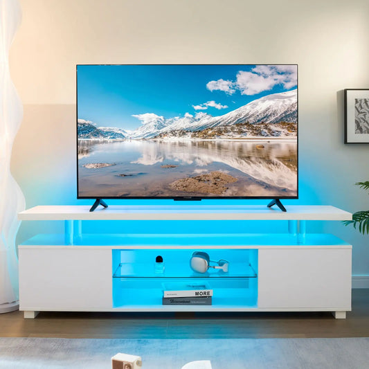Cubehom TV Entertainment Center LED TV Stand, Gaming Center for 50 inch TV, Modern TV Stand with Storage, TV Console for Ga