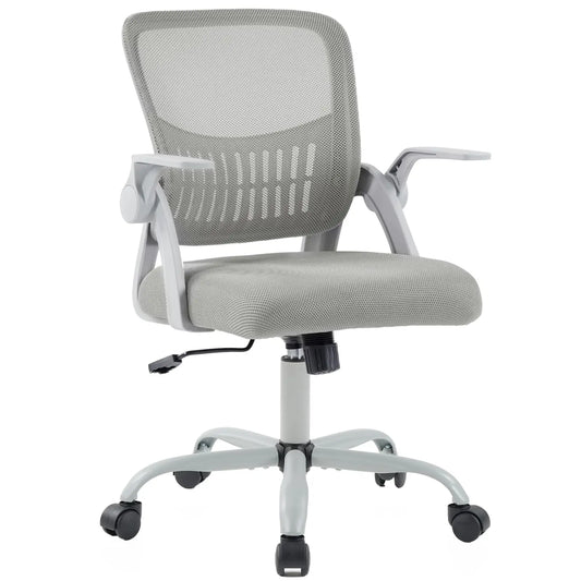 JHK Home Office Computer Chair Ergonomic Mid Back Desk with Lumbar Support 360° Swivel Height Adjustable with Flip-up Armrest
